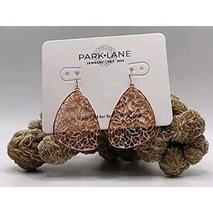 New Park Lane FABLE Rose Gold Tone Openwork Filigree Dangle Pierced Earrings